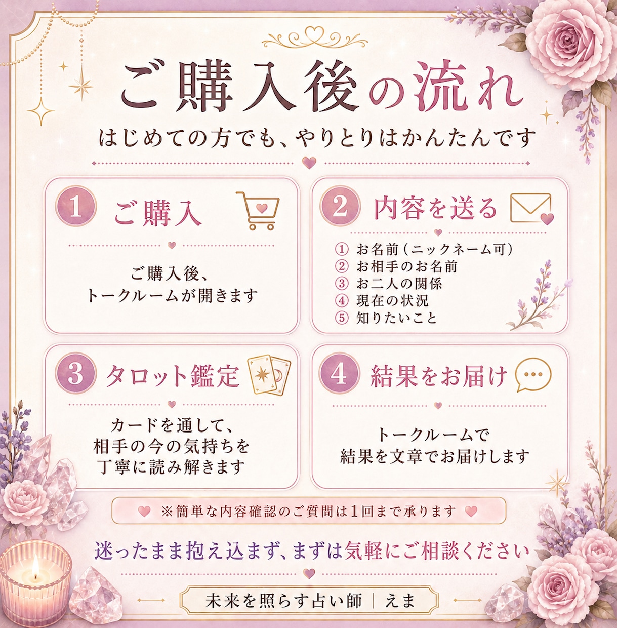 相手の今の本音をタロットで鑑定します あなたをどう思っているのか、今は動くべきかをお伝えします イメージ3