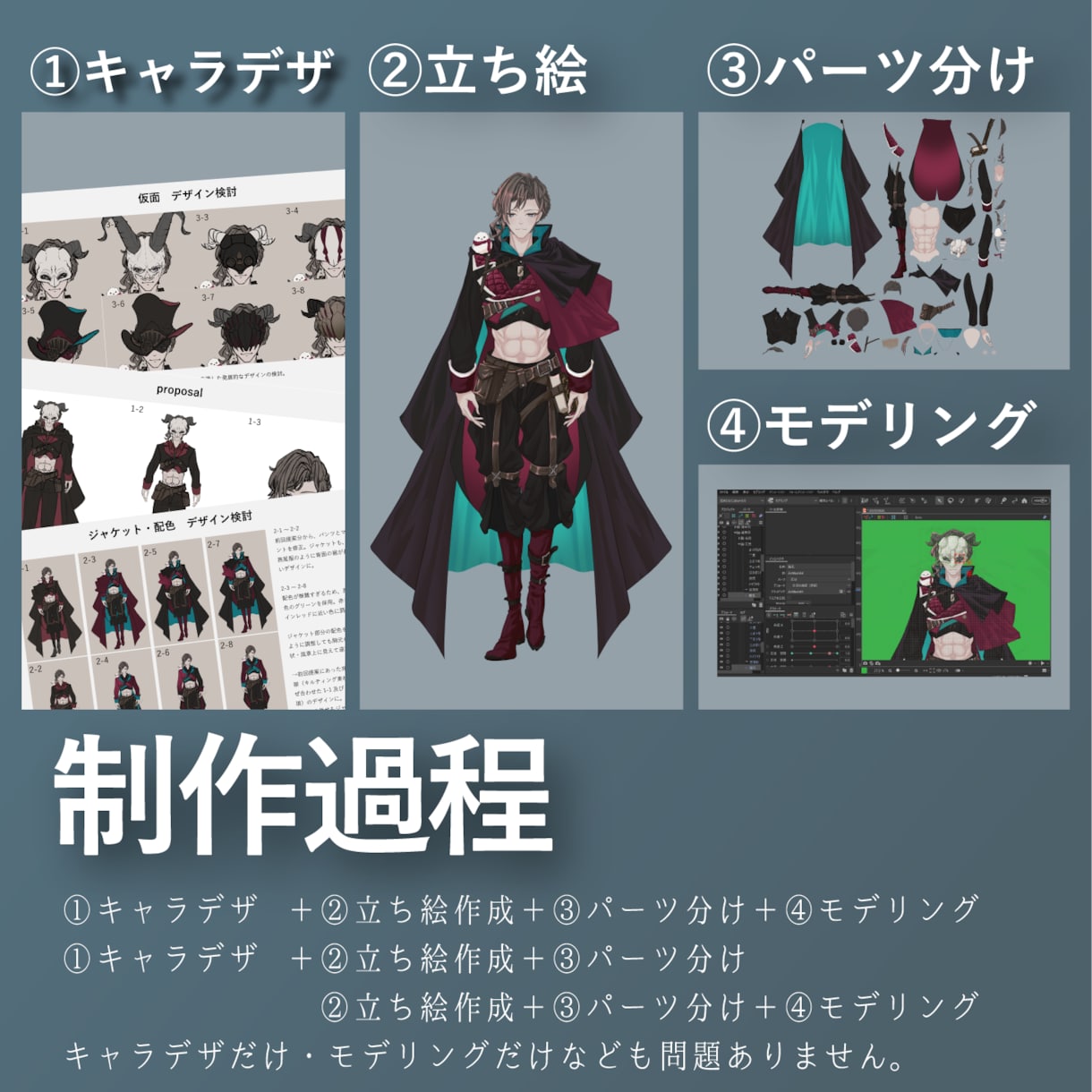 Vtuberデビューセット一括承ります キャラデザ・モデリングから素材作成まで。一部工程の依頼も可。 イメージ2