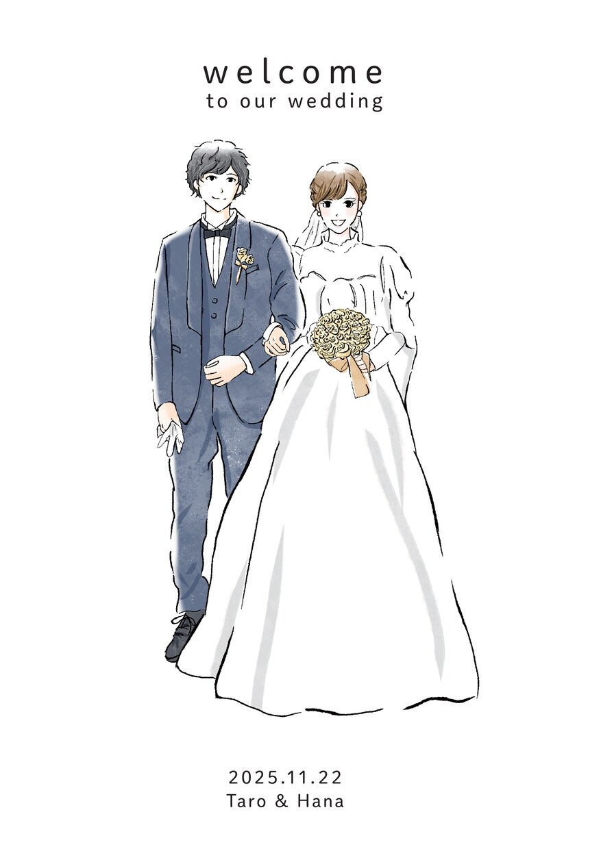 ウェルカムボードのイラスト作成＋デザインをします 新郎新婦のイラストを作成してご希望にあったデザインをします＊ イメージ4