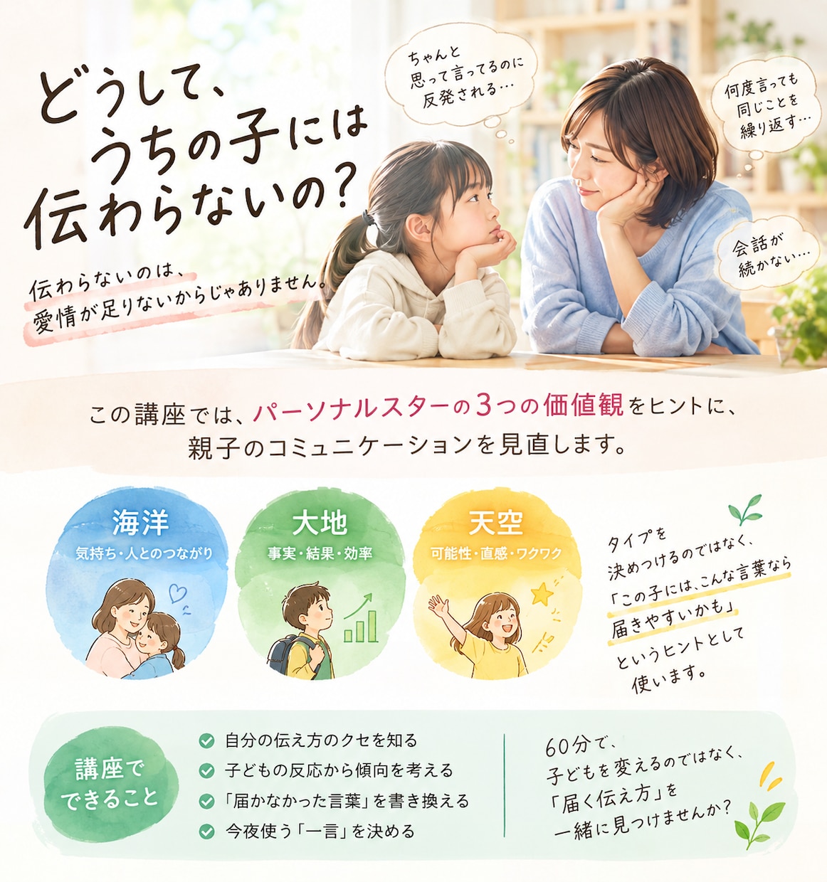 親子コミュニケーション講座をします どうして、うちの子には伝わらないの？ イメージ2