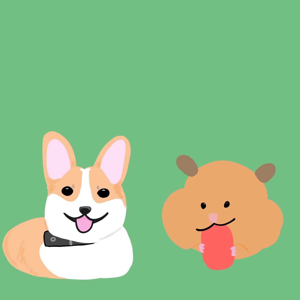 愛犬・愛ハムのゆるい似顔絵描きます 大切な家族の可愛いイラスト！アイコン等にどうぞ イメージ1