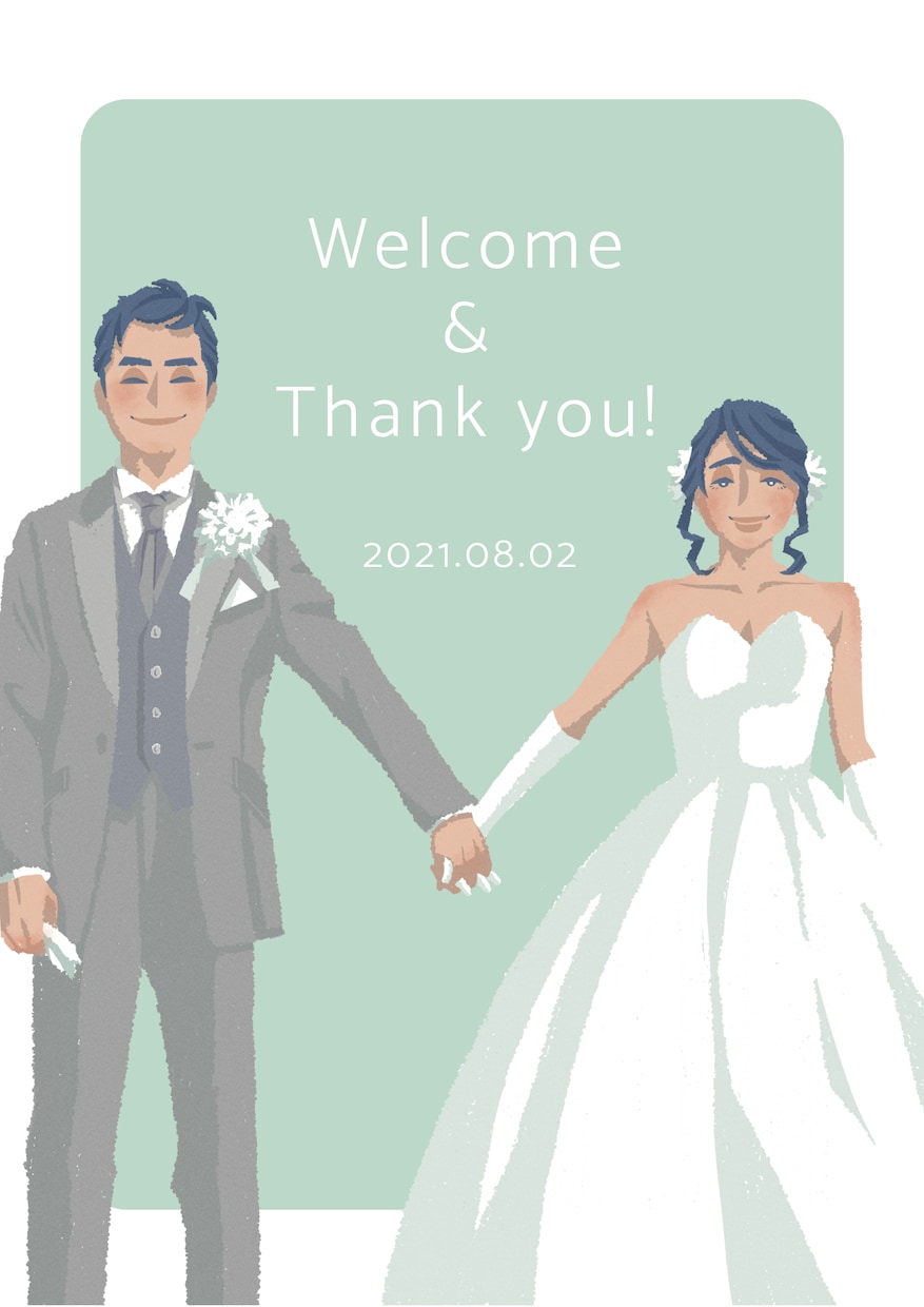 ウェルカムボード用のお洒落な似顔絵を作成します お式のイメージに合わせたお洒落なイラスト！【おまけ付き】 イメージ3