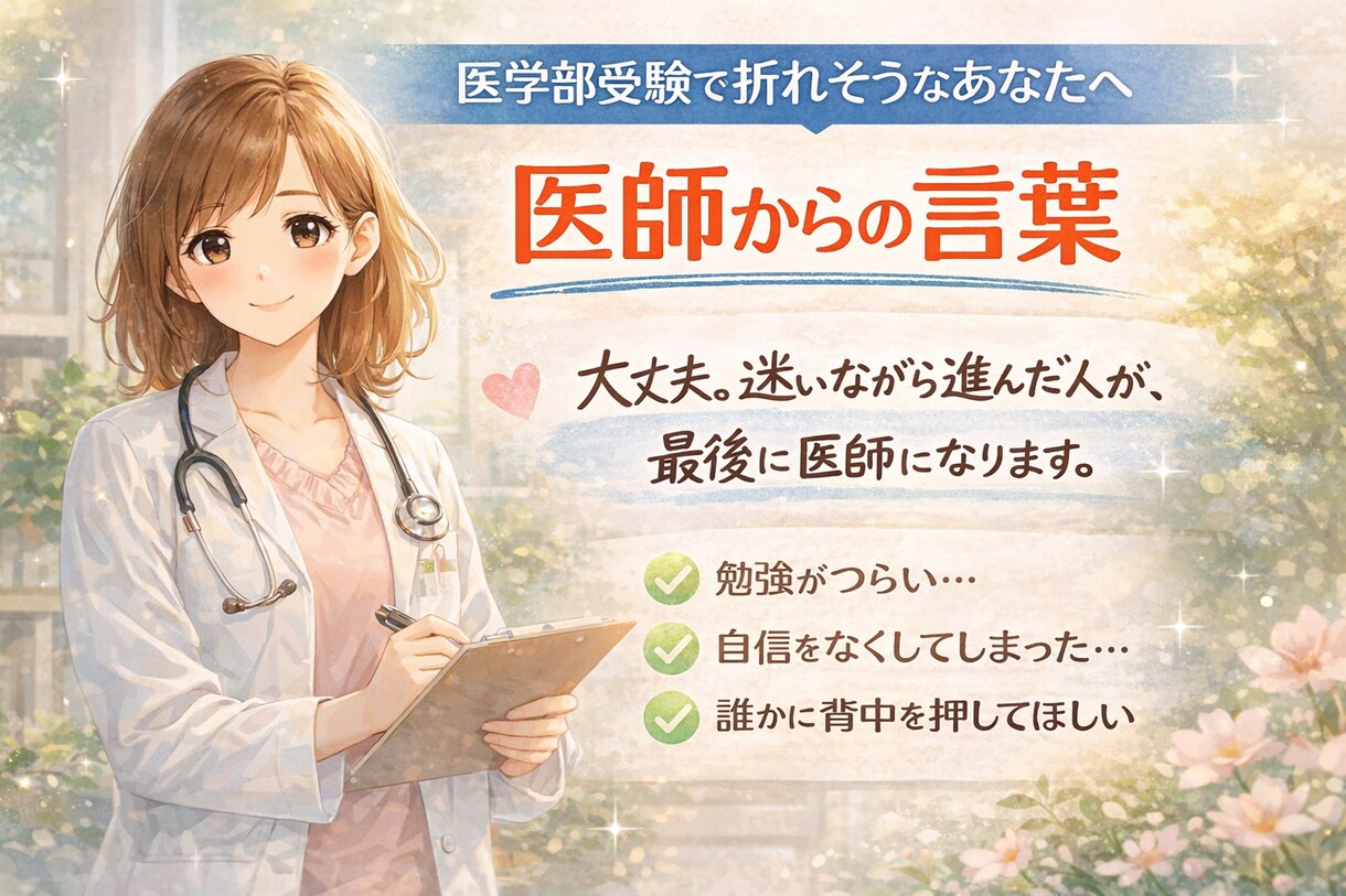 医学部受験で折れそうなあなたへ｜医師が励まします 医師の視点で、受験生の心をそっと立て直します。 イメージ1