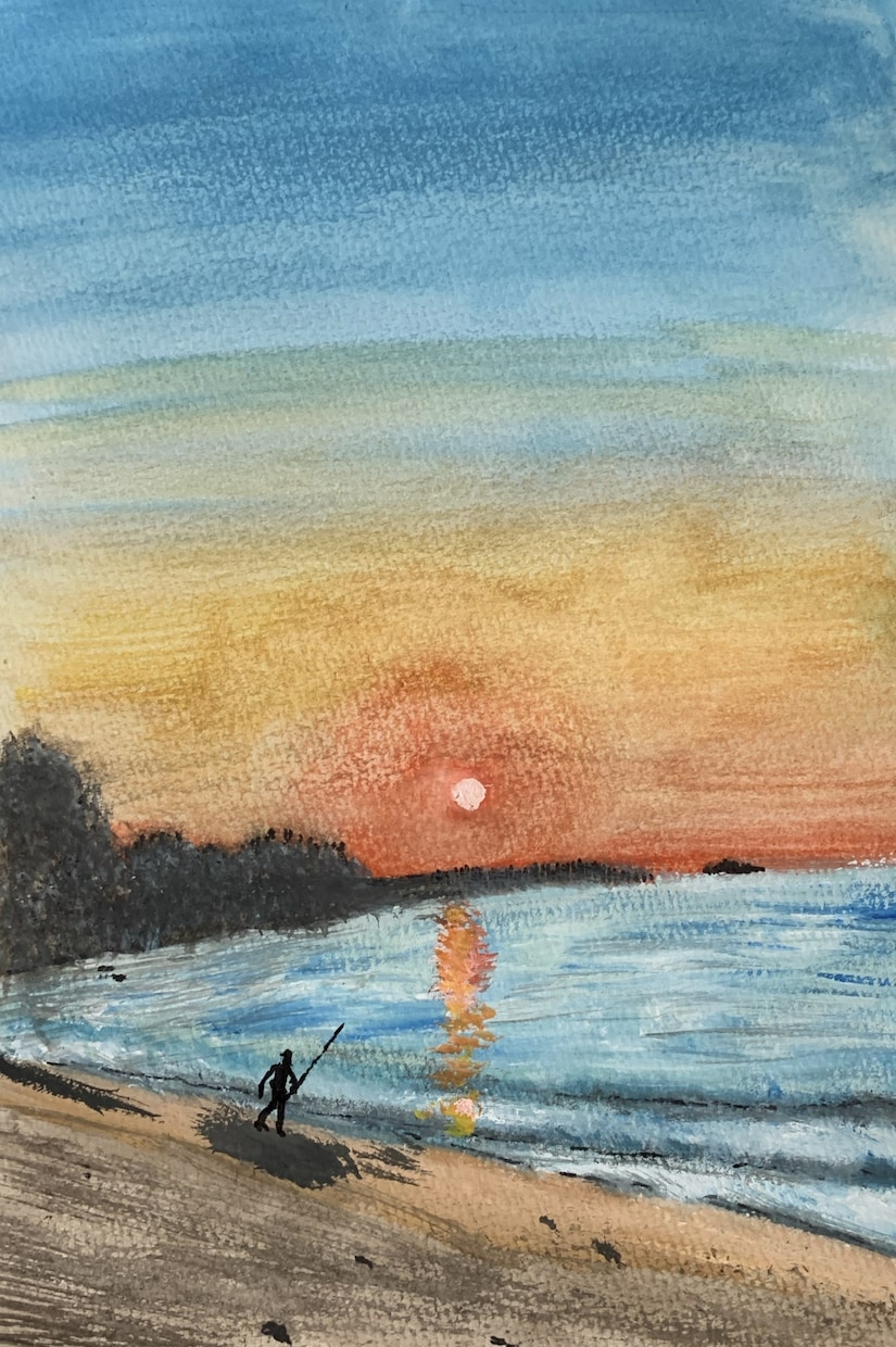 心に残る風景画（海、朝日、夕日、空など）描きます 水彩画を油絵のように描く風景画 イメージ8