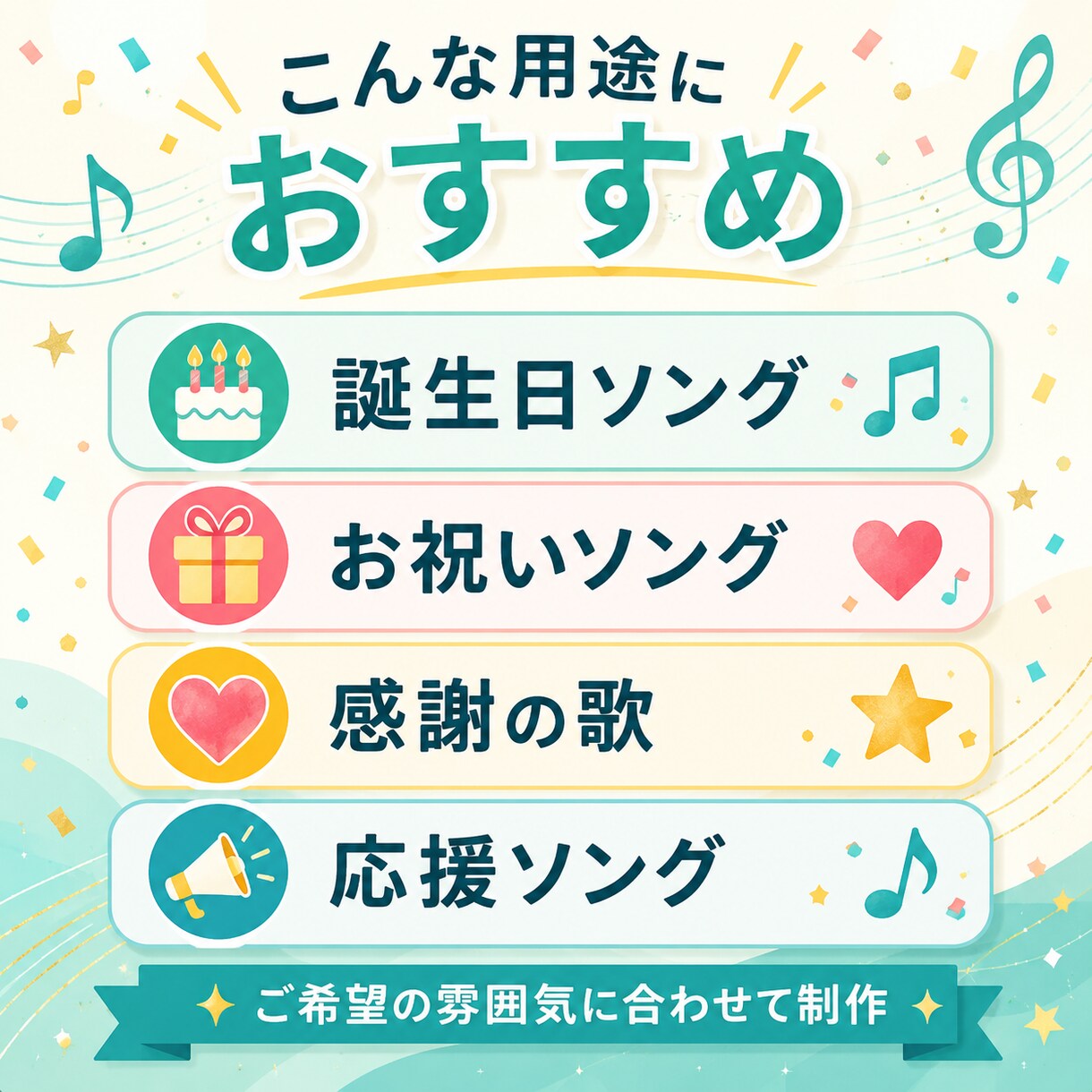 誕生日記念日応援歌に名前と思い出をAIで1曲にます 大切な想いや思い出をあなただけの歌にします イメージ2