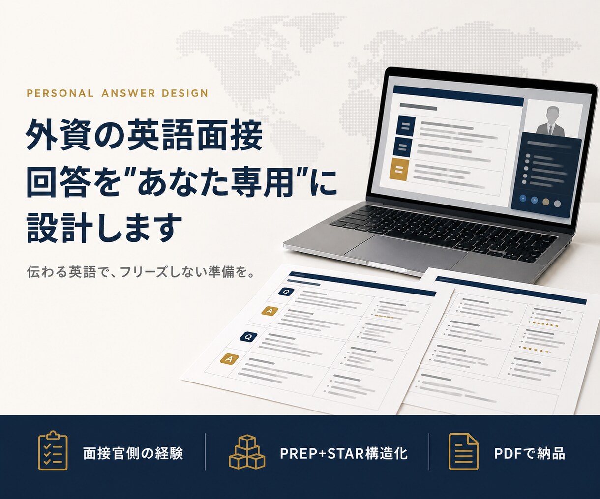 外資の英語面接、回答を1問本気で設計します 面接官側も経験。あなたの話を「評価される形」に組み立てます イメージ1