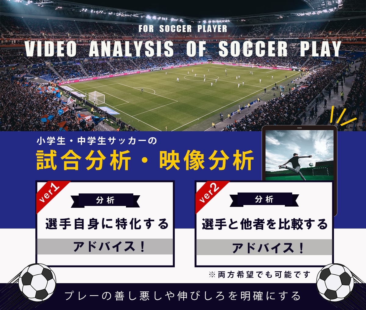 個人に特化したサッカー指導！映像分析を行います プレーの善し悪しや伸び代のアドバイスを適切に行います！ イメージ1