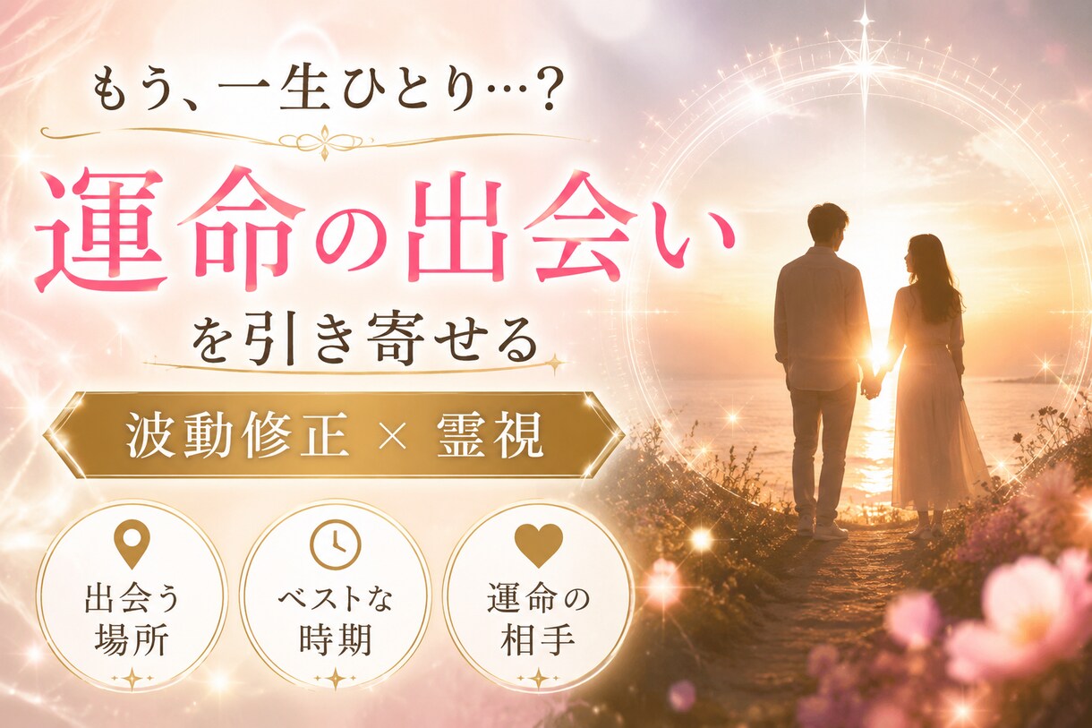 私、一生ひとり…？その不安を解消します 波動修正×霊視で導く《あなただけの運命の合流地点》 イメージ1