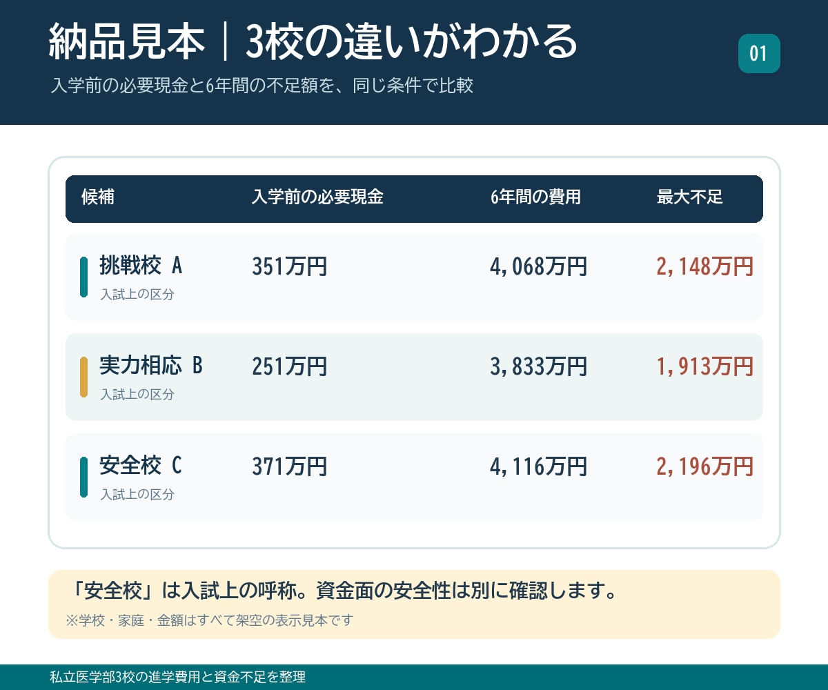 私立医学部3校の進学費用と資金不足を整理します 入学前の支払期限と6年間の家計負担を比較 イメージ2