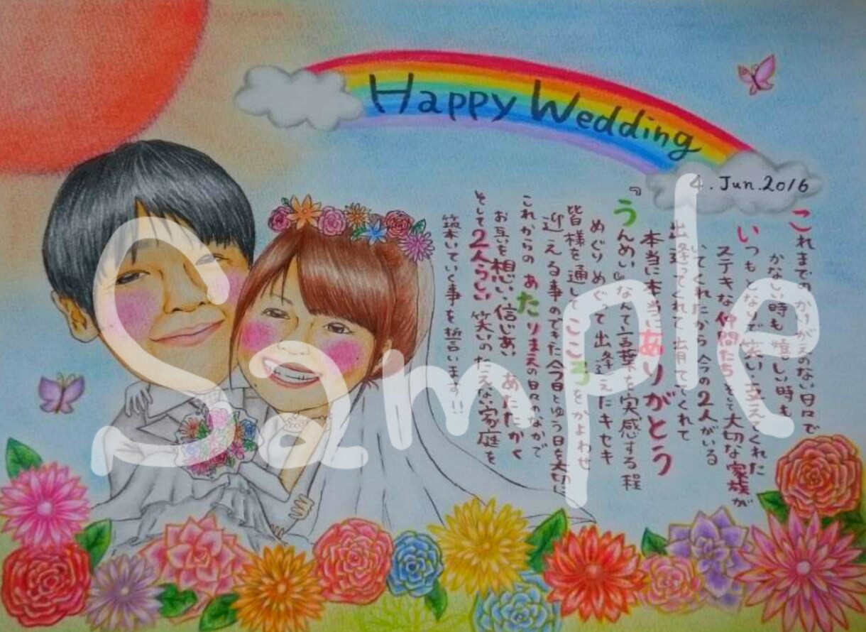 かわいいウェルカムボード作成致します 大切な結婚式の入り口に素敵なイラストを★ イメージ6