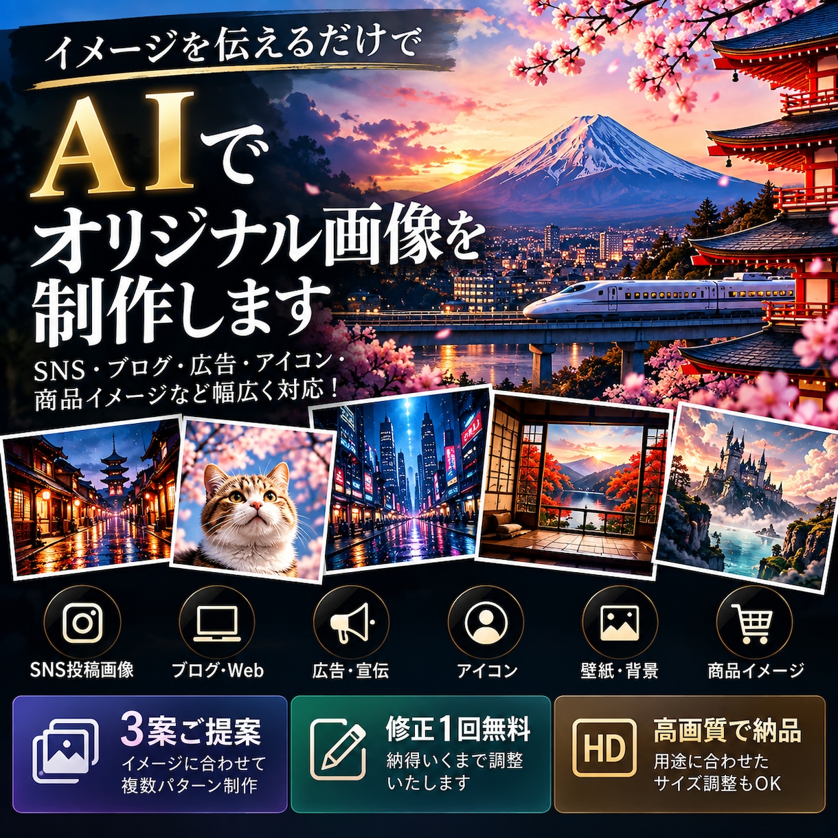 AIでオリジナル画像を3案制作します イメージを伝えるだけ！用途に合わせて画像化します。 イメージ1