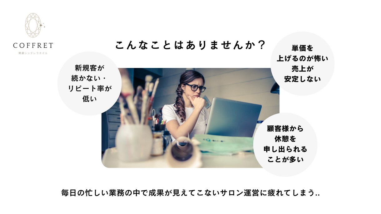 サロンの相談役として毎月的確にアドバイスします 現場経験豊富なアドバイスで悩む時間が減って売上もアップへ！ イメージ1