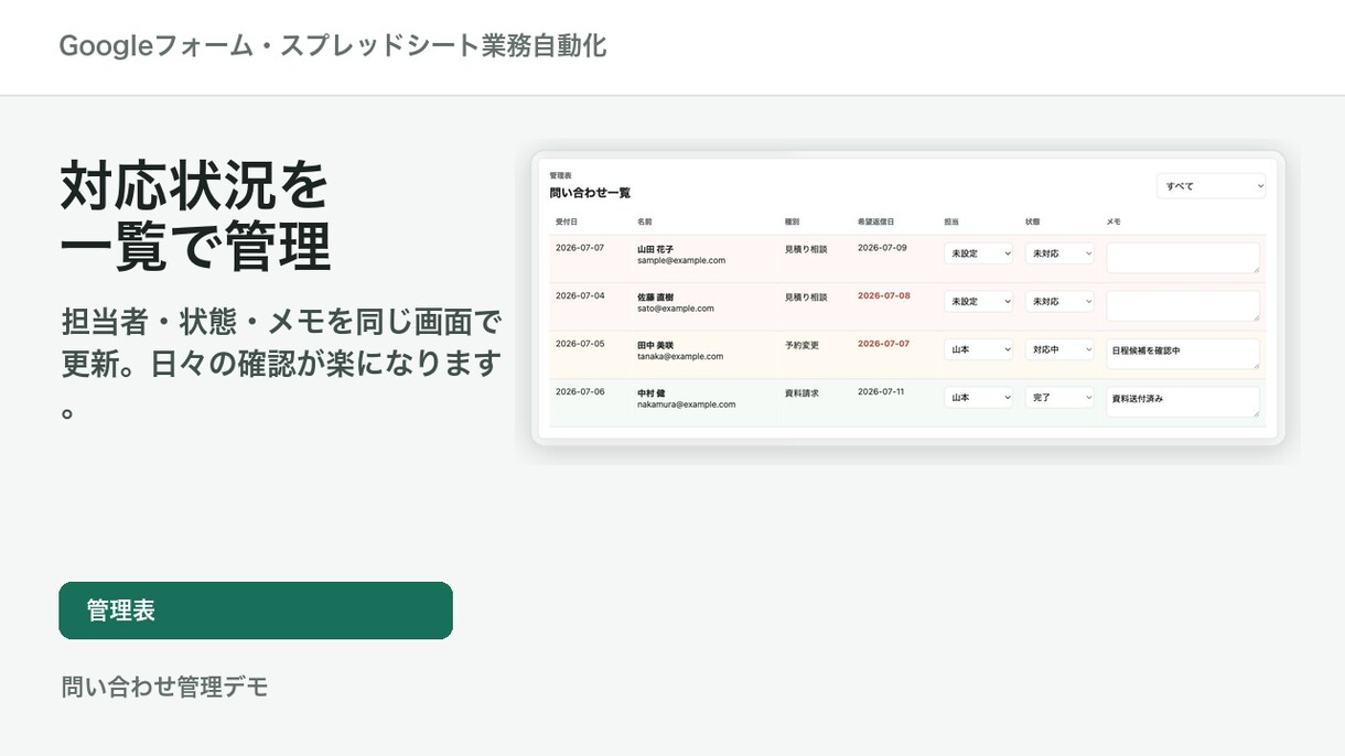 GASでスプレッドシート業務を自動化します 確認・転記・通知の手作業を減らします イメージ3