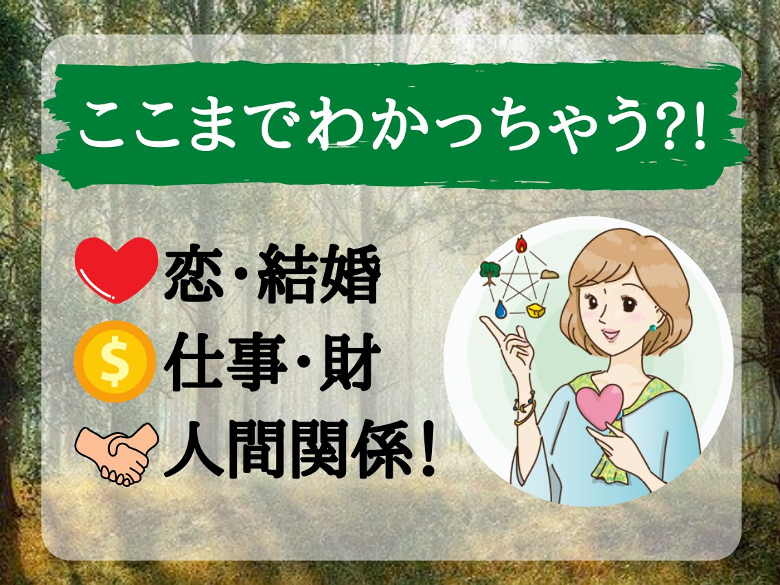 精密鑑定８０項目!1度の鑑定で生涯の全てが解ります あなたのこれから愛・職・財◆人間関係◆全転機 イメージ1