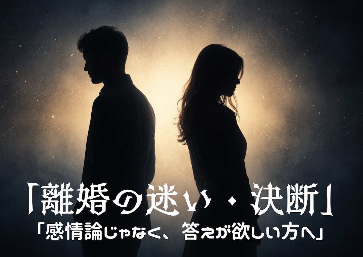 離婚 誰にも相談できない辛い夫婦関係の鑑定します 感情論ではなく、本当の答えへの道筋を見出したい方へ イメージ1