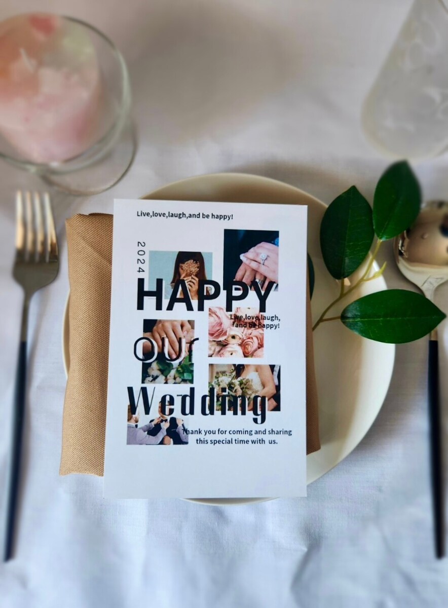 エモくておしゃれな結婚式のお手紙を作成します 結婚のご報告を、お気に入りのお写真で。コラージュ・レター イメージ1