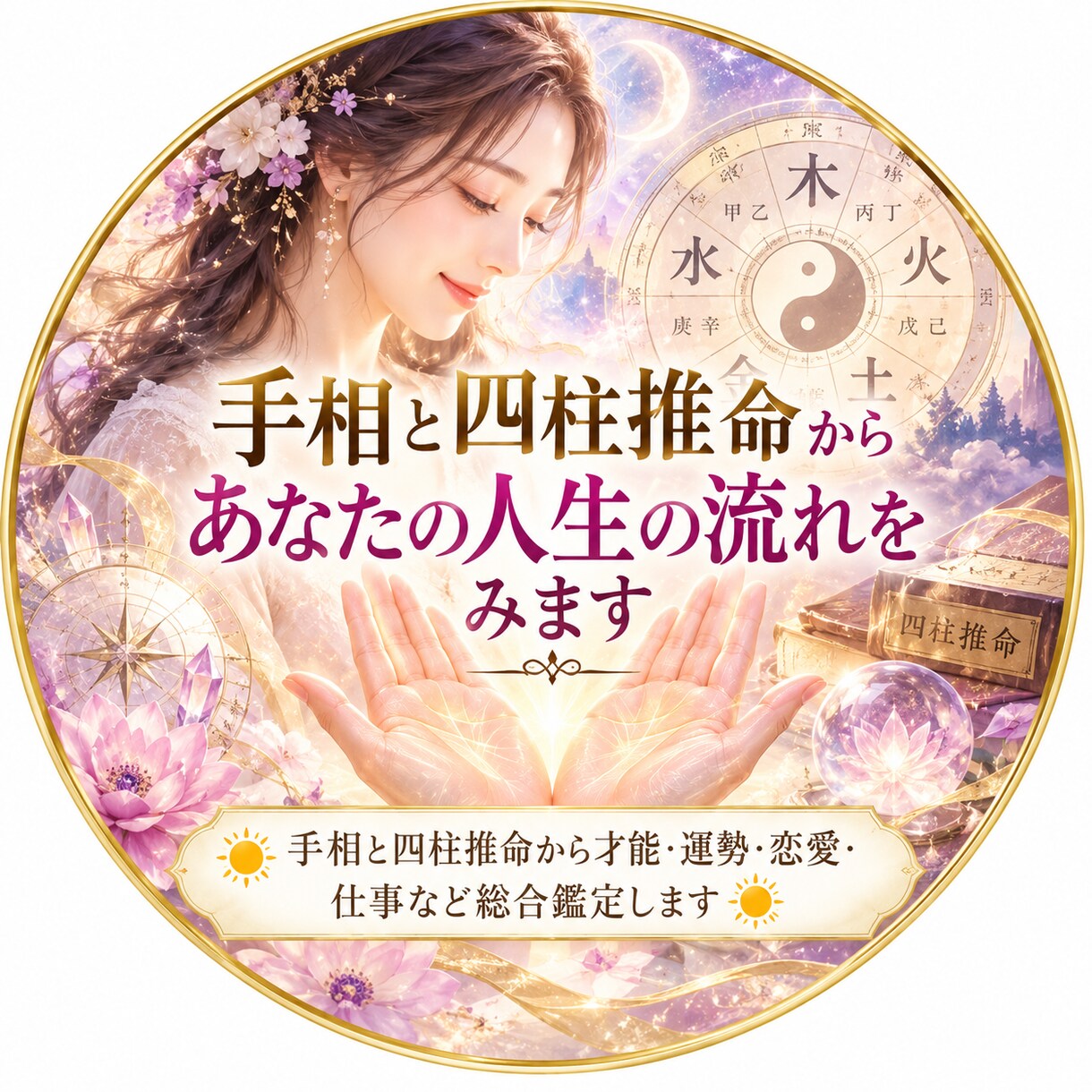 手相と四柱推命からあなたの人生の流れをみます 手相と四柱推命から才能・運勢・恋愛・仕事など総合鑑定します イメージ1