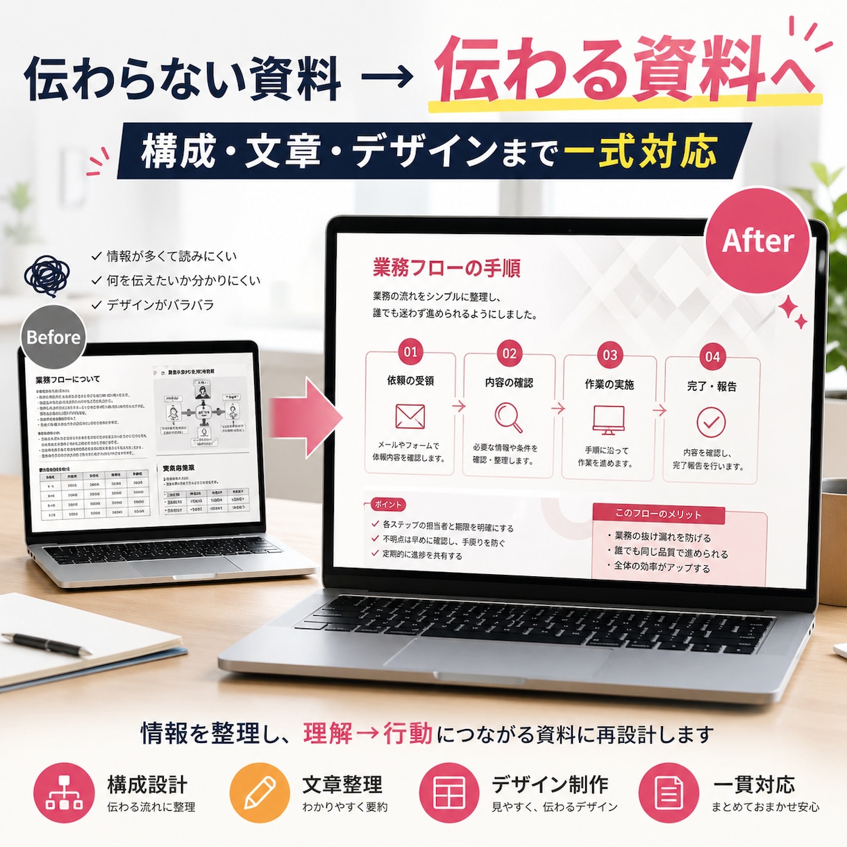 伝わるマニュアル一式作成｜構成から丸ごと対応します 文章だけでは伝わらない内容を「誰でも理解できる形」に整理 イメージ1