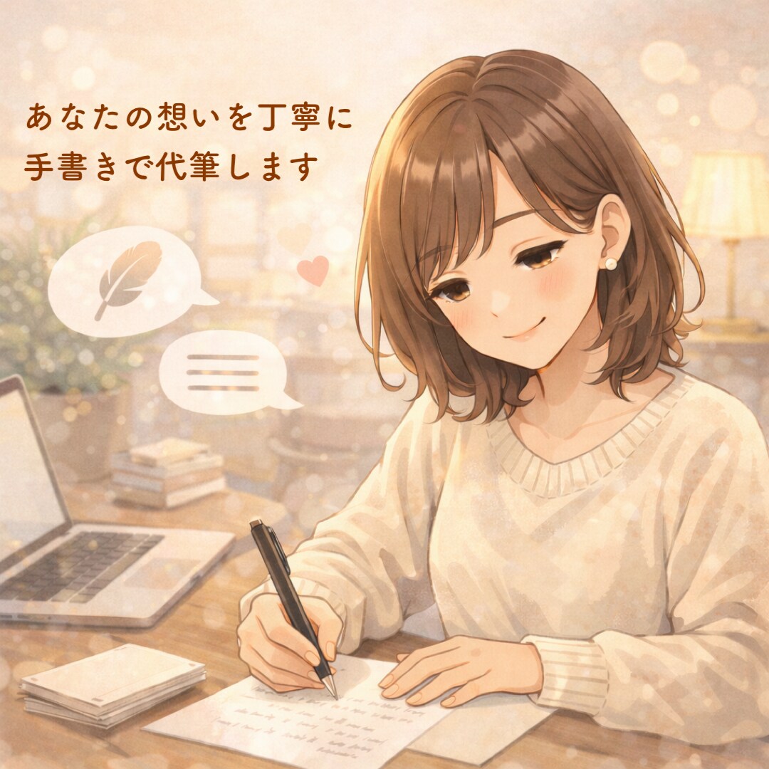 女性らしい柔らかい手書き文字で代筆します 心を込めた手書き文字ご希望であれば発送まで対応いたします。 イメージ1