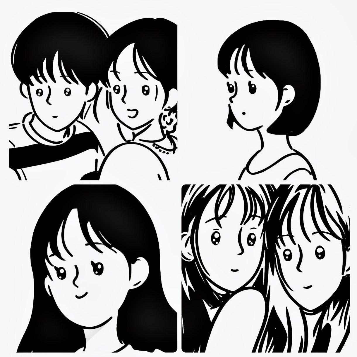 シンプルでかわいい似顔絵を制作します さっぱりとしたテイストで、モノクロの似顔絵をお渡しします！ イメージ1
