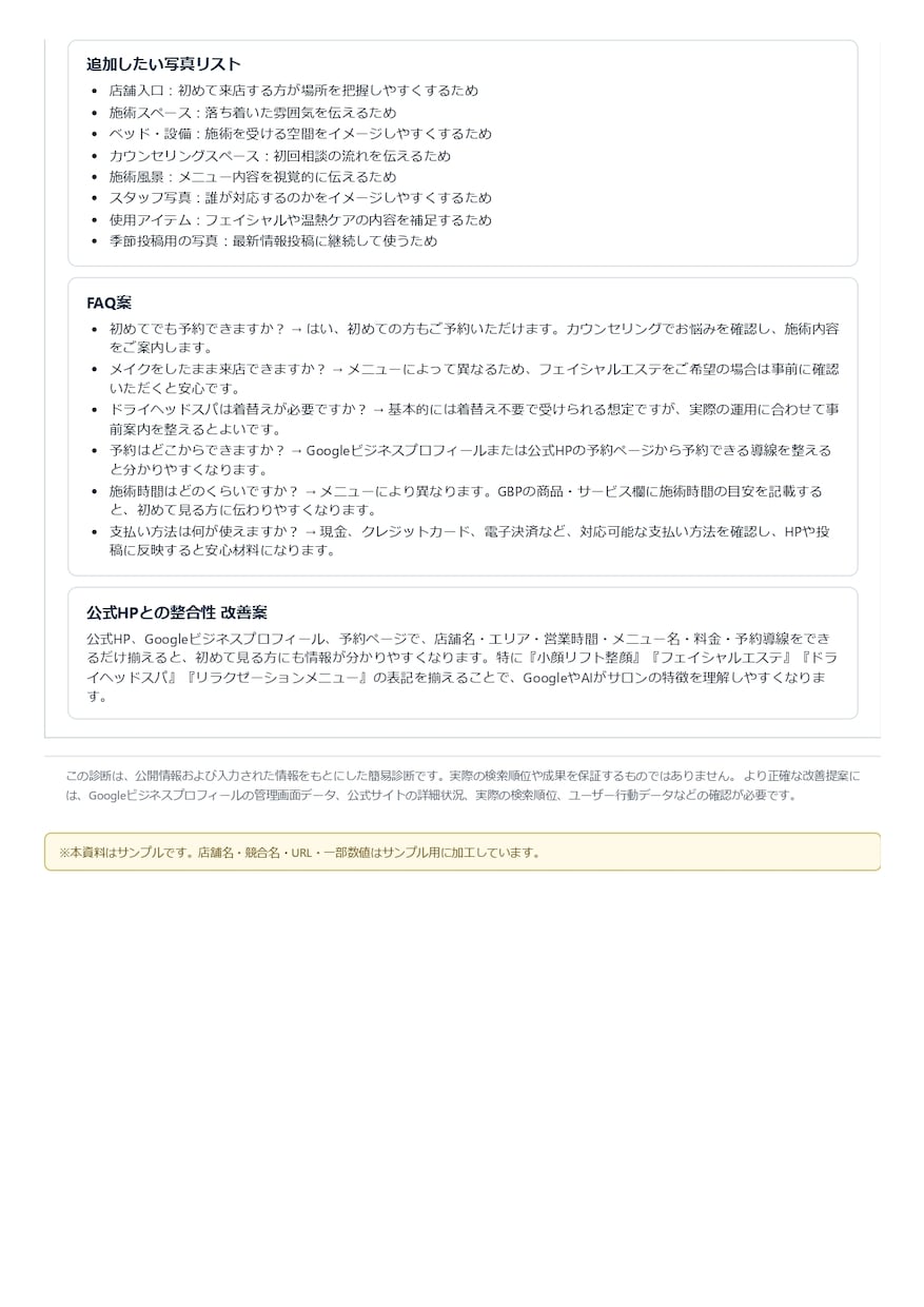 GoogleマップのMEO診断レポートを作成します 店舗ページの改善点をPDFでわかりやすく整理 イメージ6