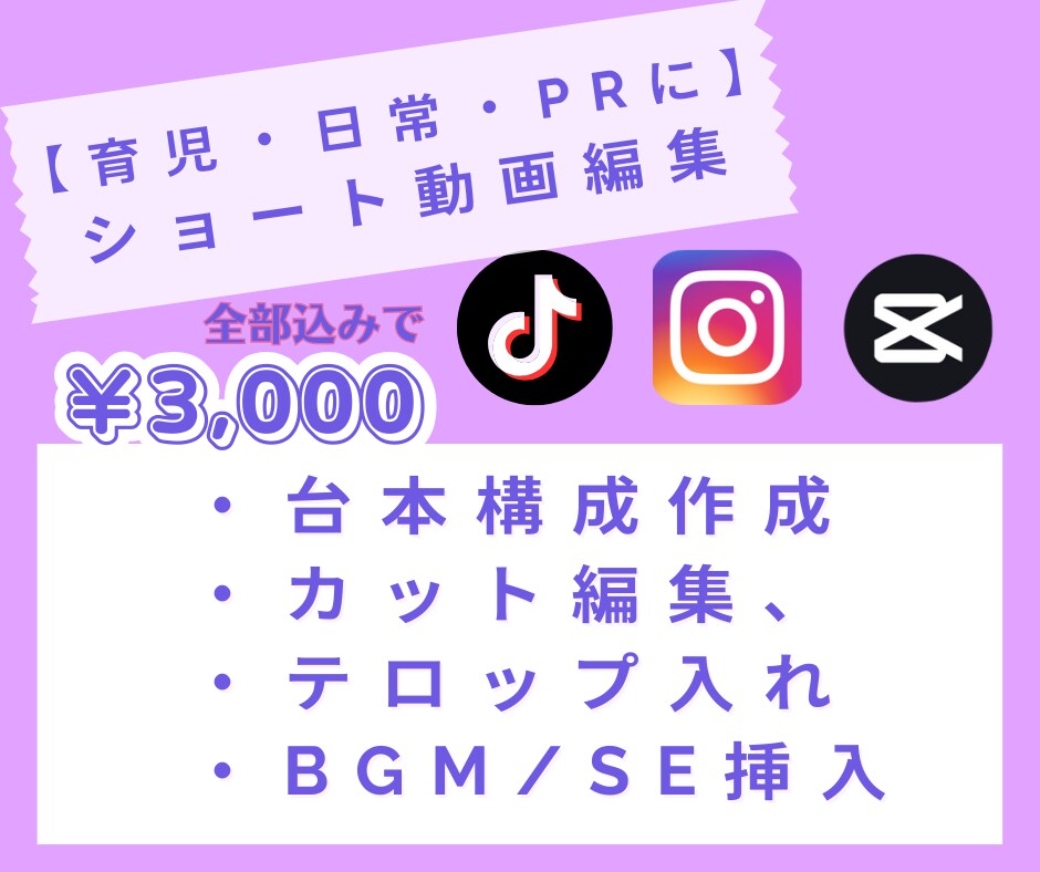 Instagram・TikTok縦動画を編集します 【シンプルプラン】ショート動画、構成から丁寧に制作します イメージ1