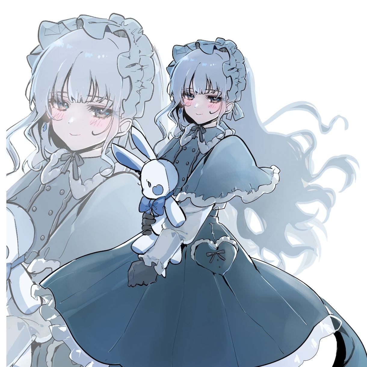 女の子の立ち絵を売ります 水色をメインに使いました、フリルの可愛い女の子です イメージ1