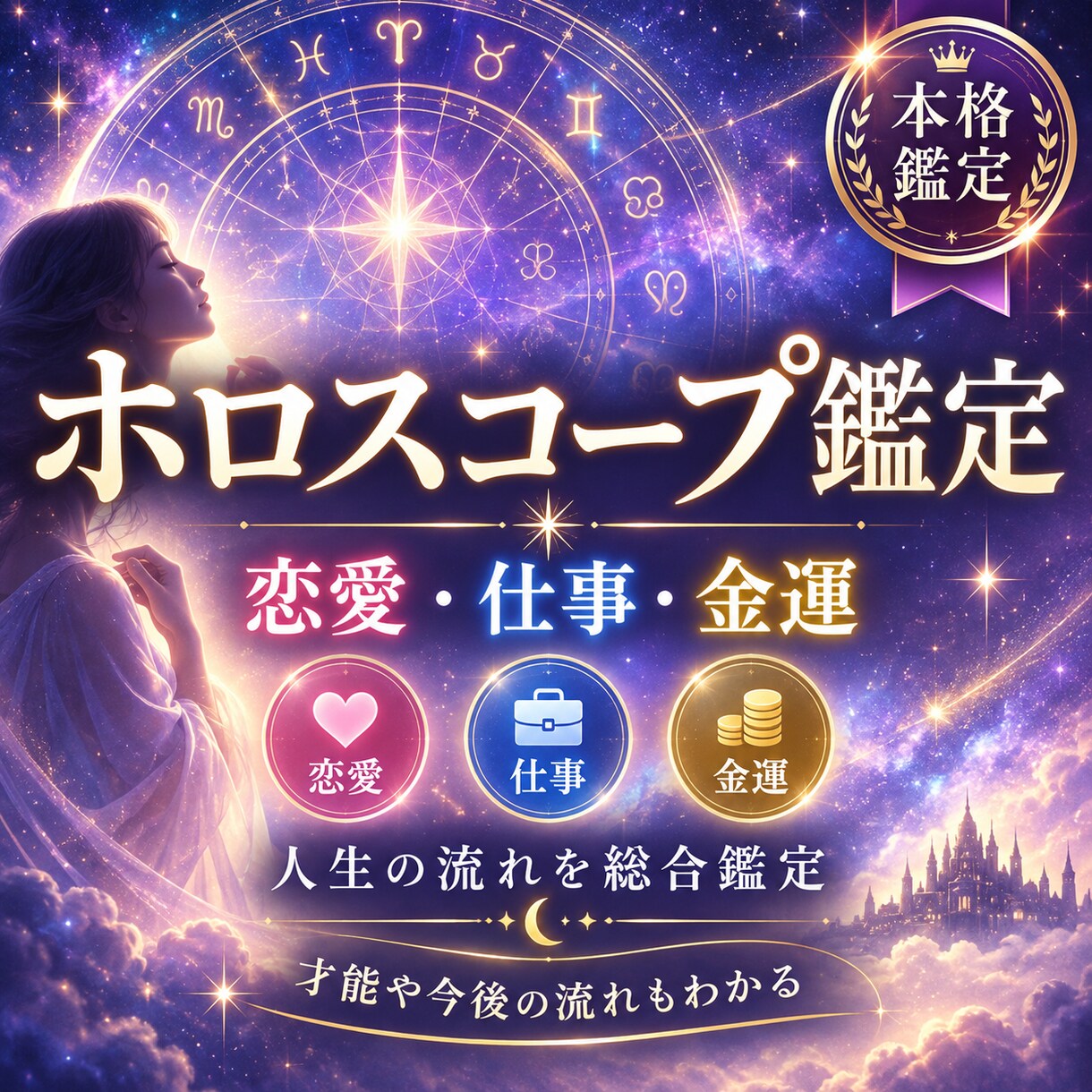 ホロスコープで恋愛・仕事・金運を総合鑑定します 生まれ持った性質から今後の流れまであなただけの星を深く読み イメージ1