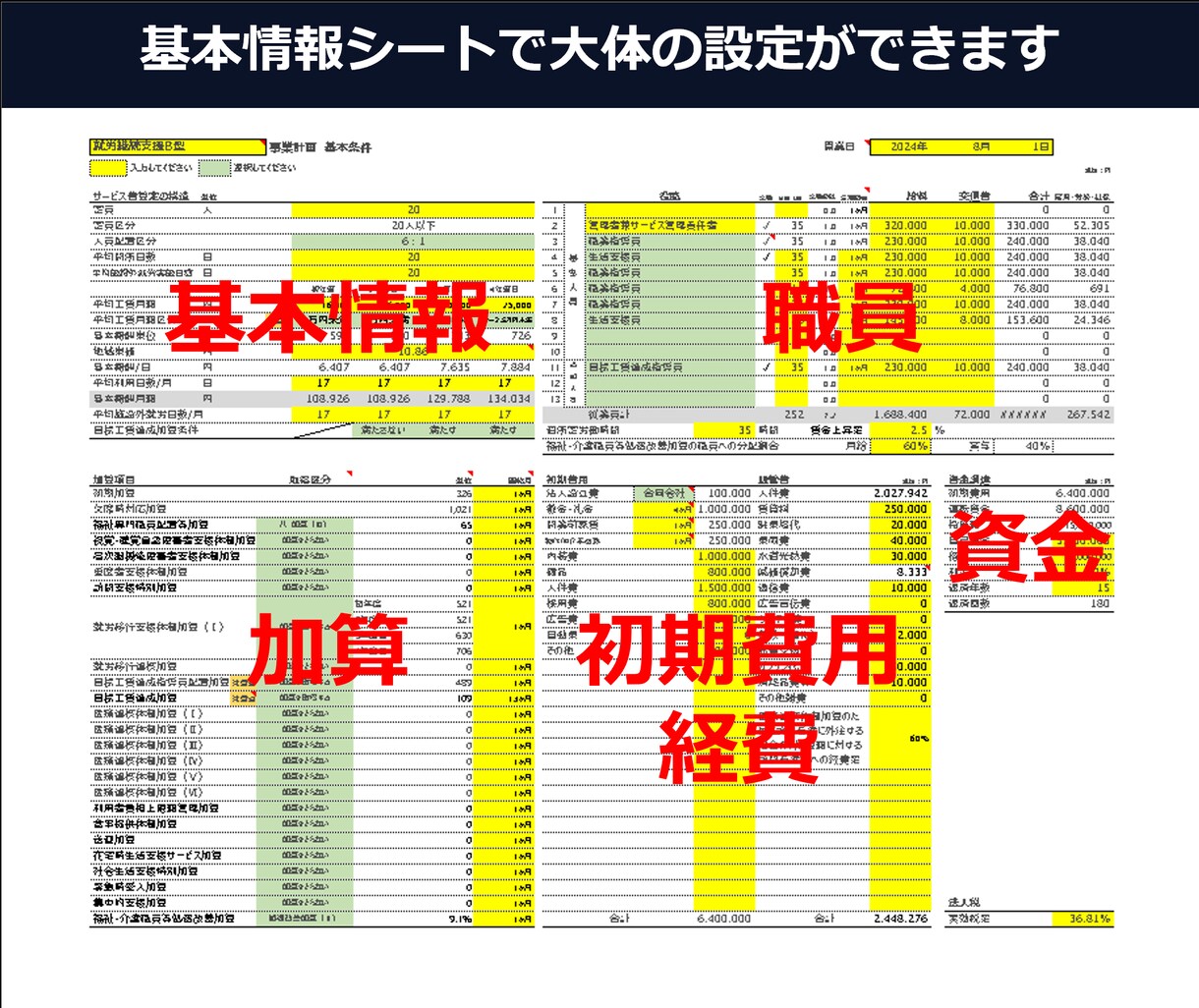 障害福祉サービス収支計画書式31点セット販売します 障害福祉サービスのほとんどが分かります！ イメージ7
