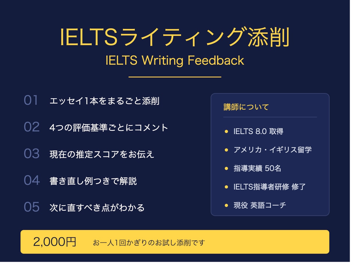 IELTSライティング添削します IELTS Task1・2どちらかを添削します！ イメージ1