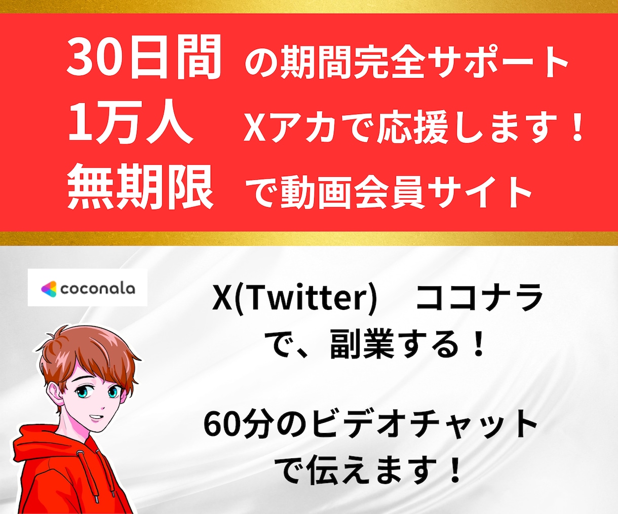 ココナラ×Twitter(X)で稼ぐコンサルします ビデオチャット60分、30日間質問無料、拡散サービス付