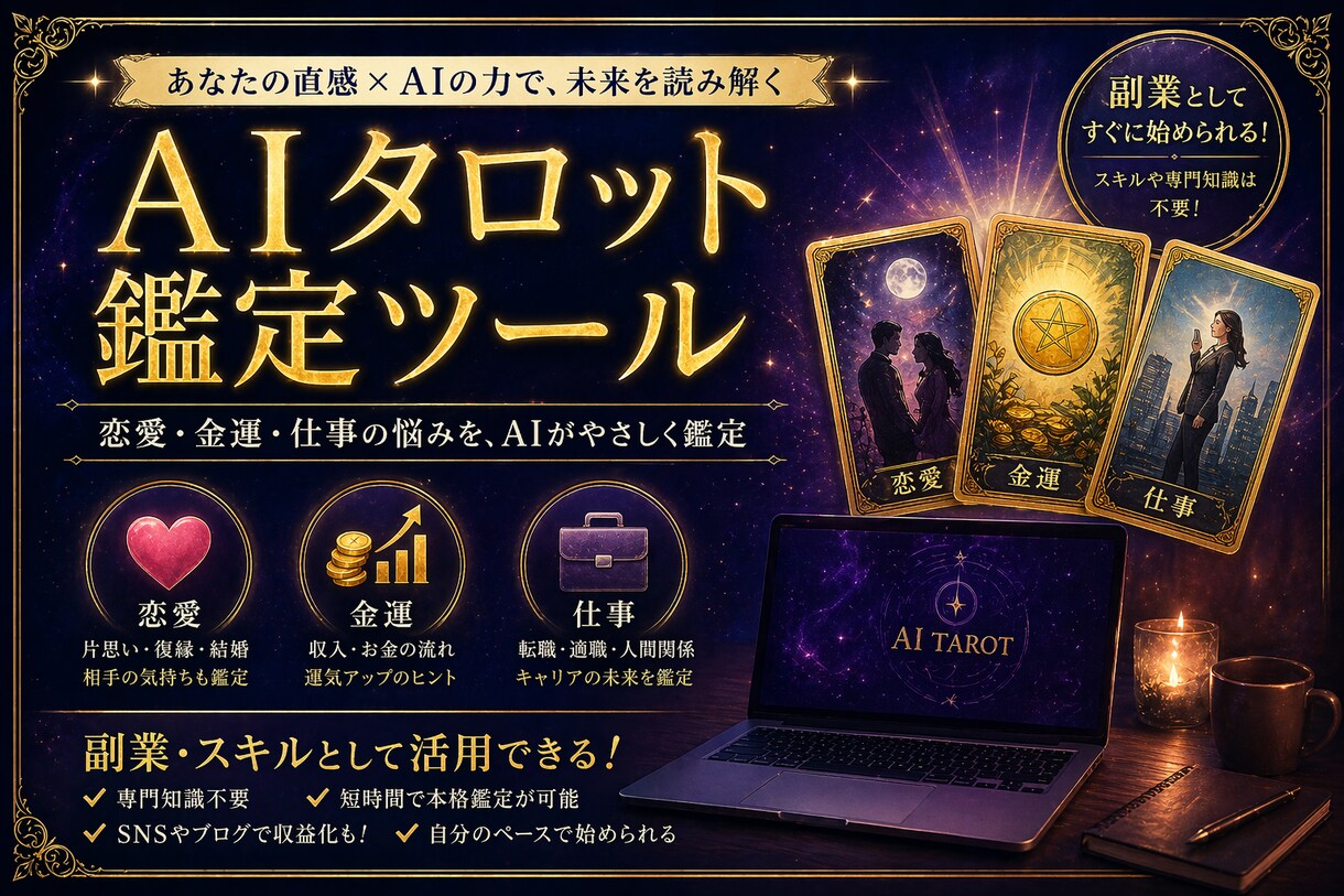 AIタロット鑑定ツール販売します 恋愛・金運・仕事運の3テーマ対応 イメージ1