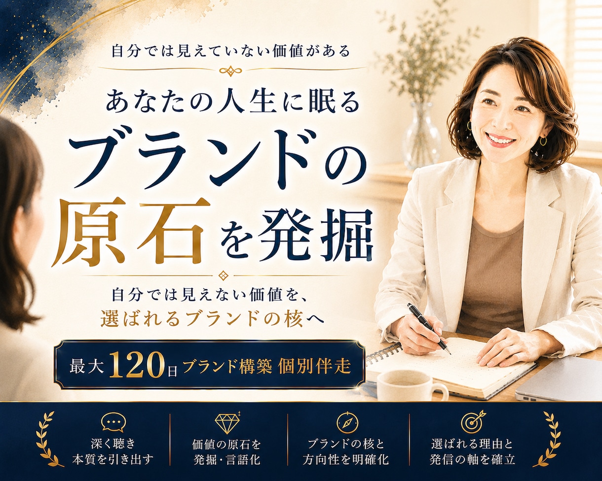 あなたの人生に眠る“ブランドの原石”を発掘します 発掘したあなたならではの価値を、選ばれるブランドの核に。 イメージ1