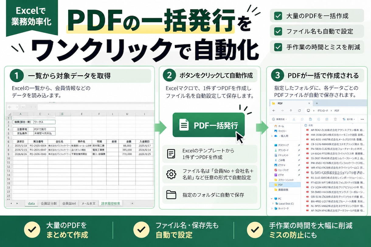 Excelの面倒な作業を代行・自動化します 集計・整理・関数・VBAなど「これできる？」をご相談ください イメージ3