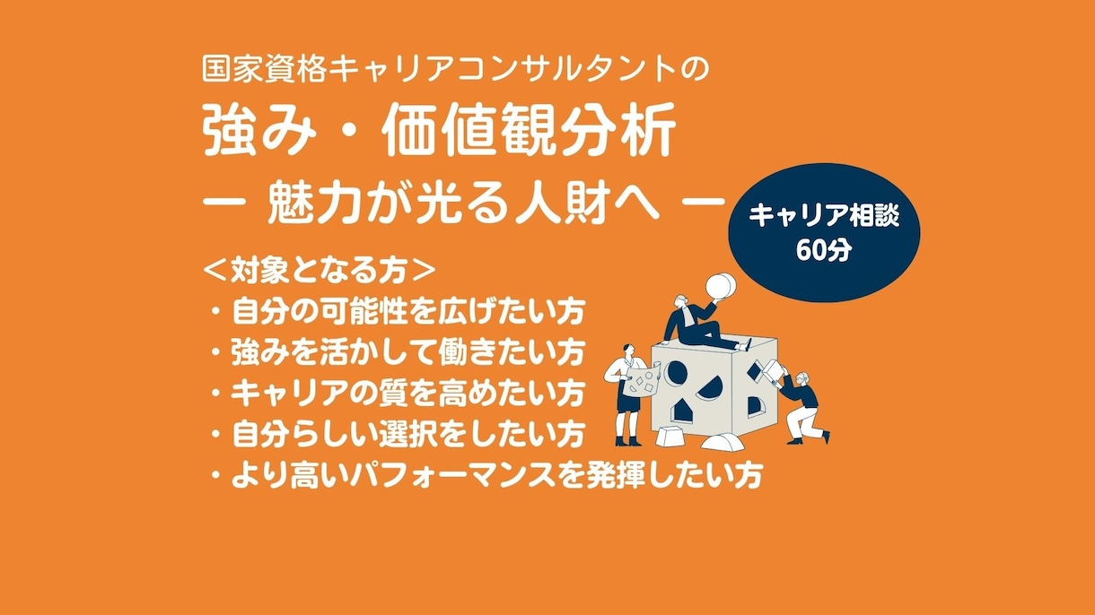あなたの強みと価値観に気づくキャリア面談をします 社内コーチ歴15年、あなたの強みと価値観を発見するサポート イメージ1