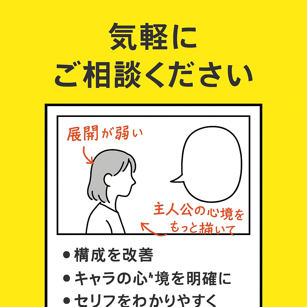 気軽に相談OK！商業目線で添削します 「読者に伝わる構成」に。ネーム添削・構成アドバイスします！ イメージ2