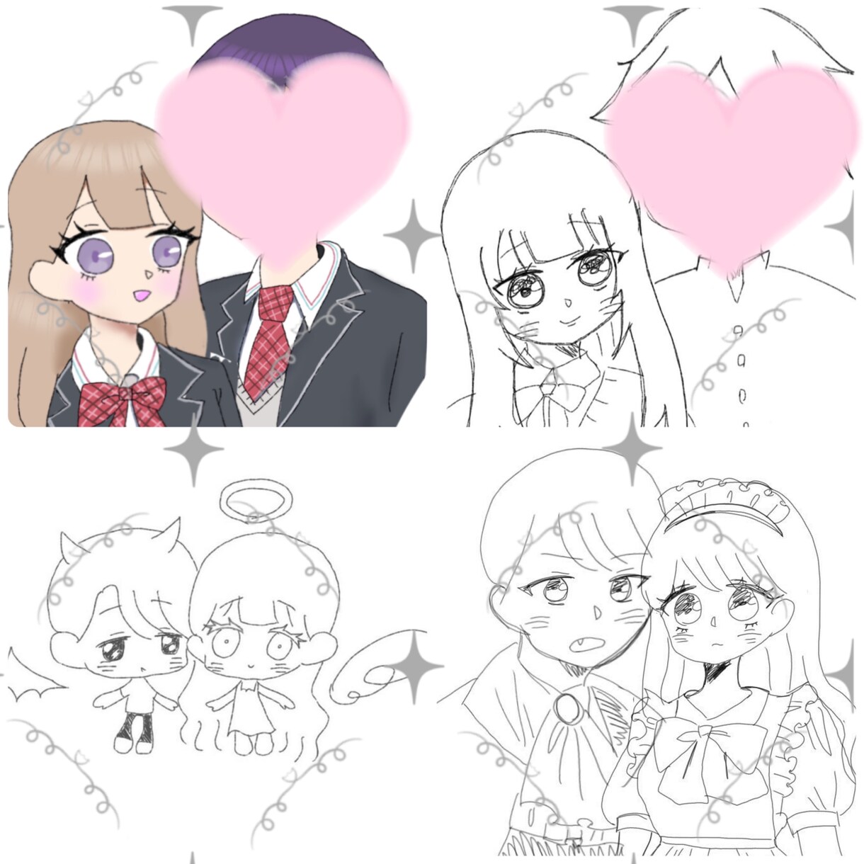 イラストお描きします デフォ等身どちらもかけます！白黒カラーどちらも可能です。 イメージ1