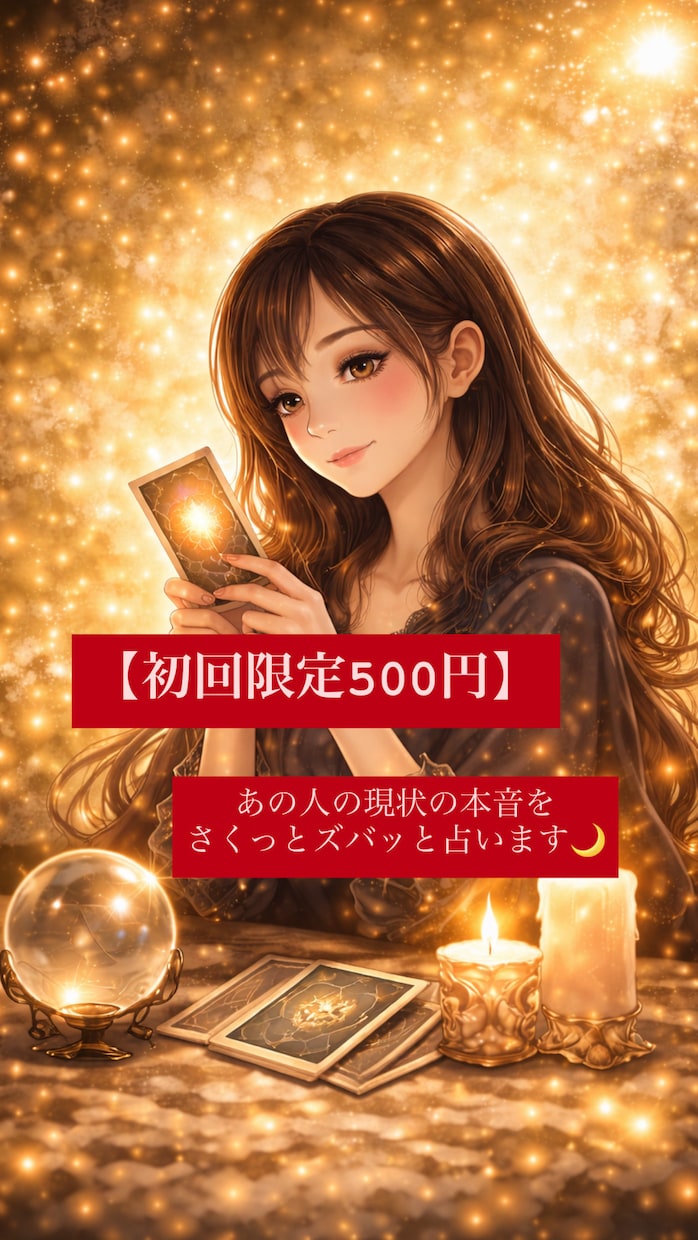 初回限定500円｜あの人の本音、ズバリ占います あの人の現状の本音をタロットでさくっとズバッと占います イメージ1