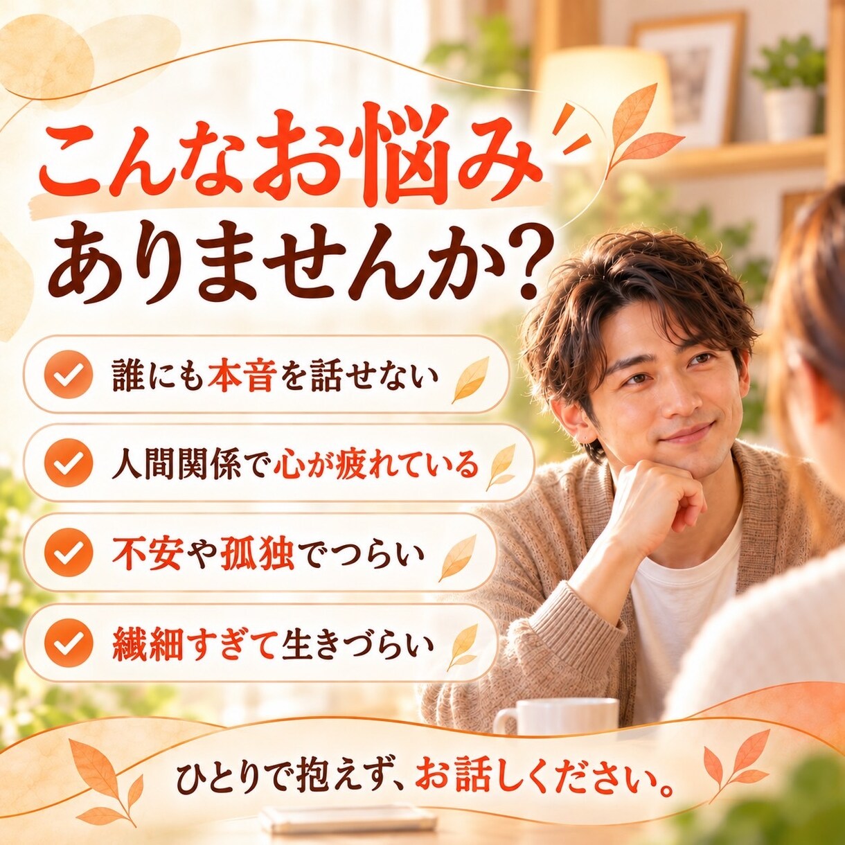 心の折れた繊細さんの人生相談に乗ります 折れた心にやさしい対話を届ける、繊細さん同士の人生相談室です イメージ2