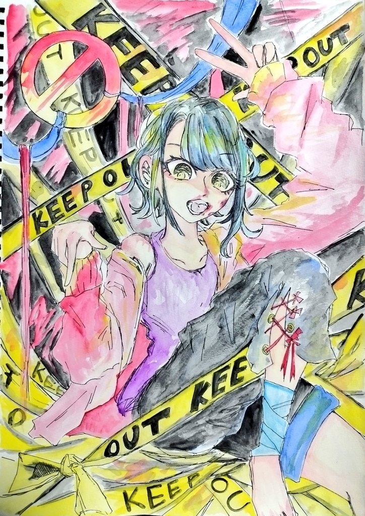色彩鮮やかでかわいい、かっこいいイラストを描きます ポスターカラーのアナログイラスト基本とし女の子を主に描きます イメージ6