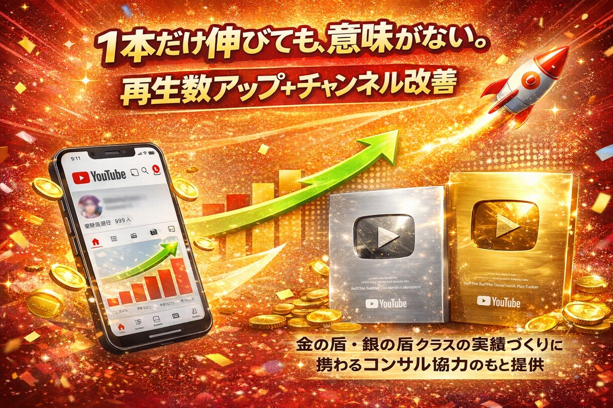 伸びない原因ごと解決再生数UP＋改良サポートします 一時的な数字より、ずっと伸び続けるチャンネルへ。 イメージ1