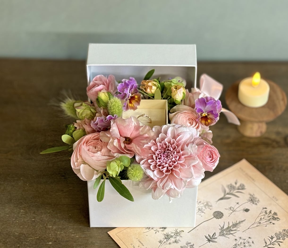 プロポーズのお花と押し花額をお作りします プロポーズを記憶に残るお花&押し花額に、京都限定のセット イメージ2