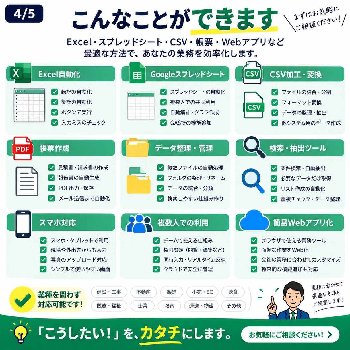 Excel・紙の面倒な業務を自動化します 毎日の転記・集計・CSV作業をラクにしま イメージ4