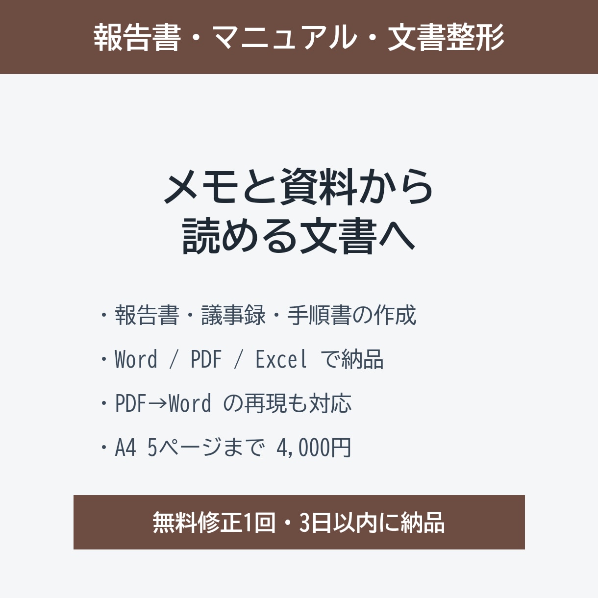 報告書・マニュアル・手順書を作成しますます メモや資料から読みやすい文書に整えます イメージ1