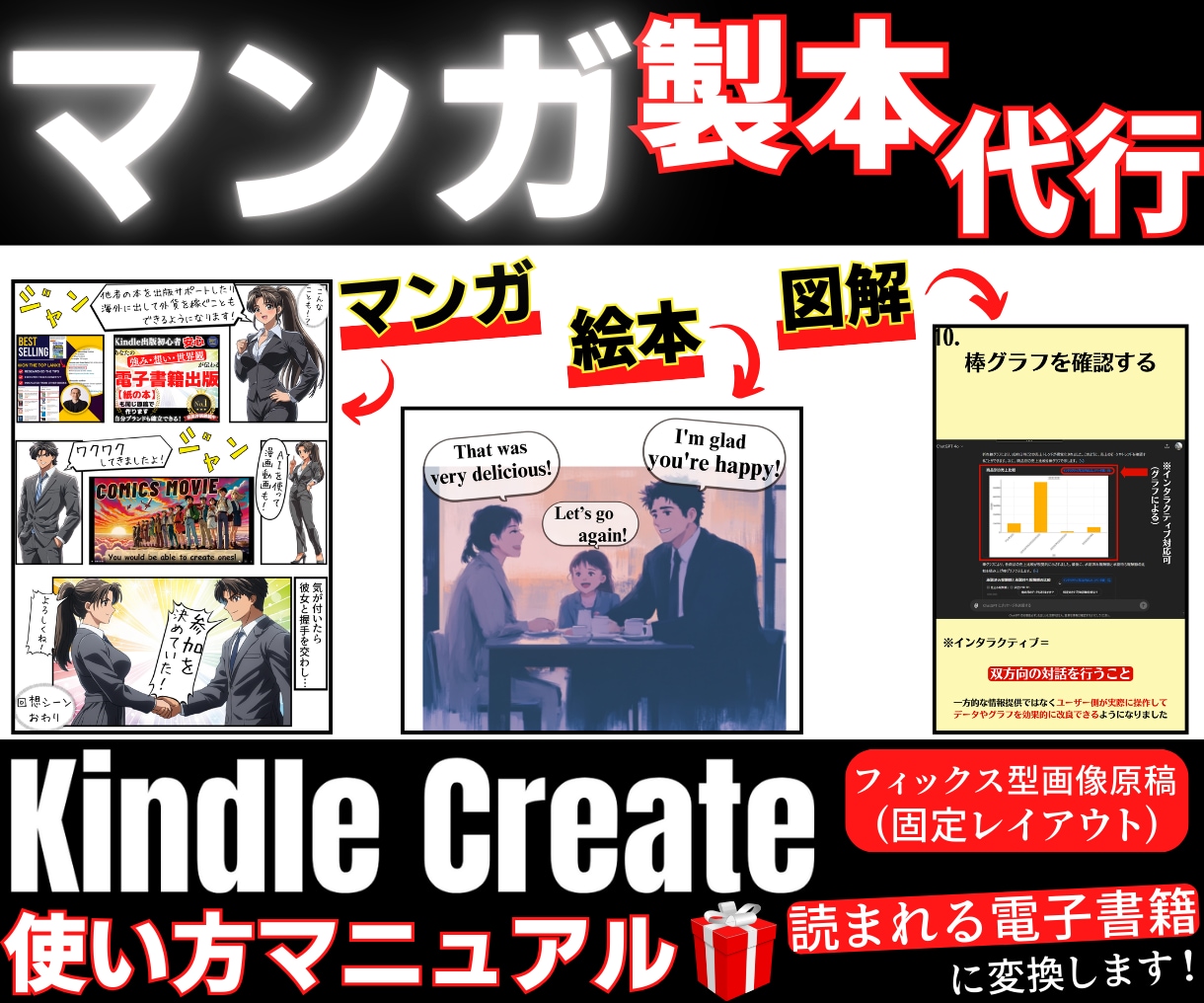 マンガ原稿の製本代行！読まれる電子書籍に変換します 【購入特典付】KindleCreateの使い方マニュアルあり イメージ1