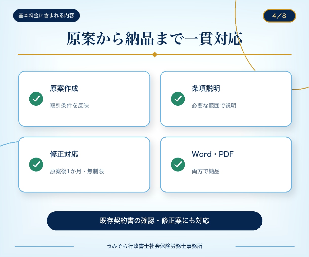 行政書士兼社労士が盤石な業務委託契約書を作成します 基本料金13,000円｜原案3営業日・1か月修正無制限 イメージ4