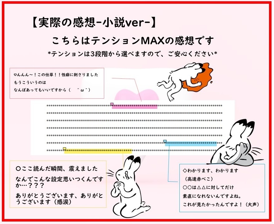 あなたの二次創作に明るく楽しい感想をお届けします 本文に感想書き込み！仲間と語らう楽しい感想をお届けします♪ イメージ6