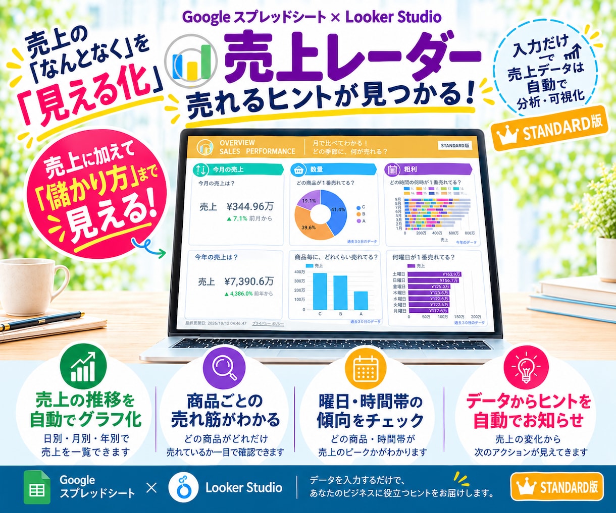 入力だけ。自動で売上グラフ化！売れる傾向が見えます ※実績なしの為【1枚様限定価格】売上レーダーSTANDARD イメージ1