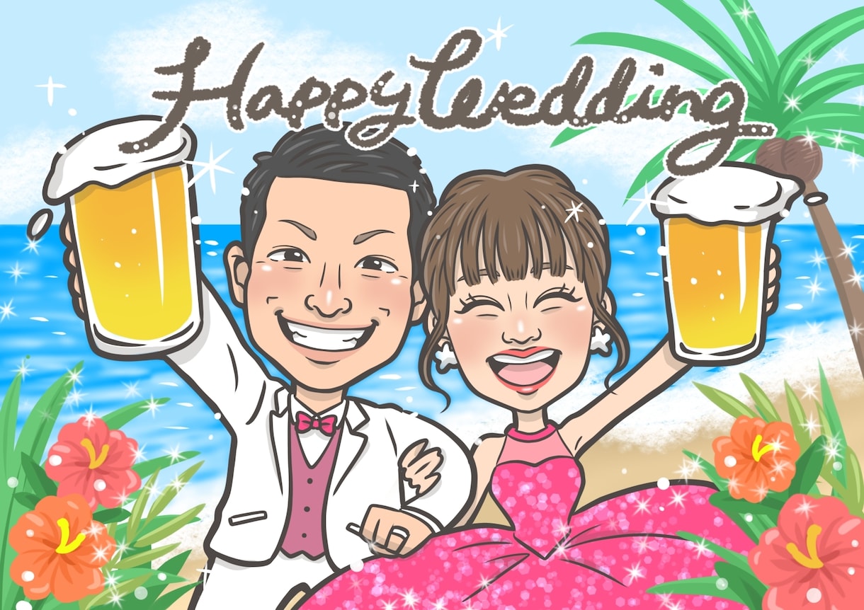 大切な記念日に！ウェルカムボードお描きします 想い出に残る似顔絵をお届け致します！ イメージ1