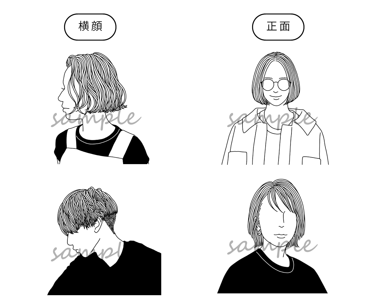 商用OK！シンプルおしゃれな線画アイコンを描きます 髪の流れを一本一本丁寧に描き込みます◎オプションで色追加OK イメージ5